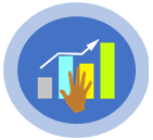Compensatory skills logo showing a hand exploring a bar graph.