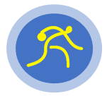 Image shows a logo with a figure about to throw a goalball.